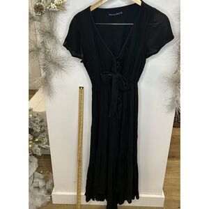 Abercrombie & Fitch Dress Womens Size XS Swiss Dot Short Sleeve Witchy Tie Front